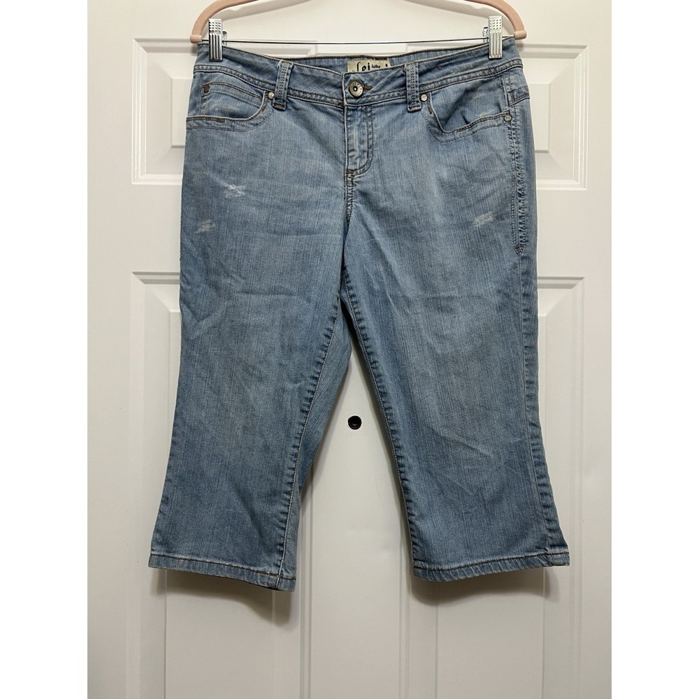 VTG Y2K‎ LEI Blue Jean Capris Size 11 Denim Cropped Boho